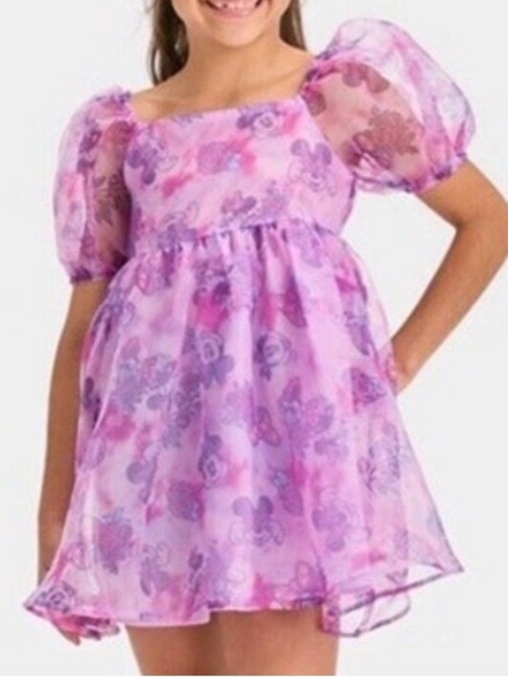 Disney Minnie Mouse Organza Puff Dress Puffy Girls Dress Small 6/7